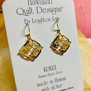 Hawaiian Quilt Design Earrings by Leighton Lam
